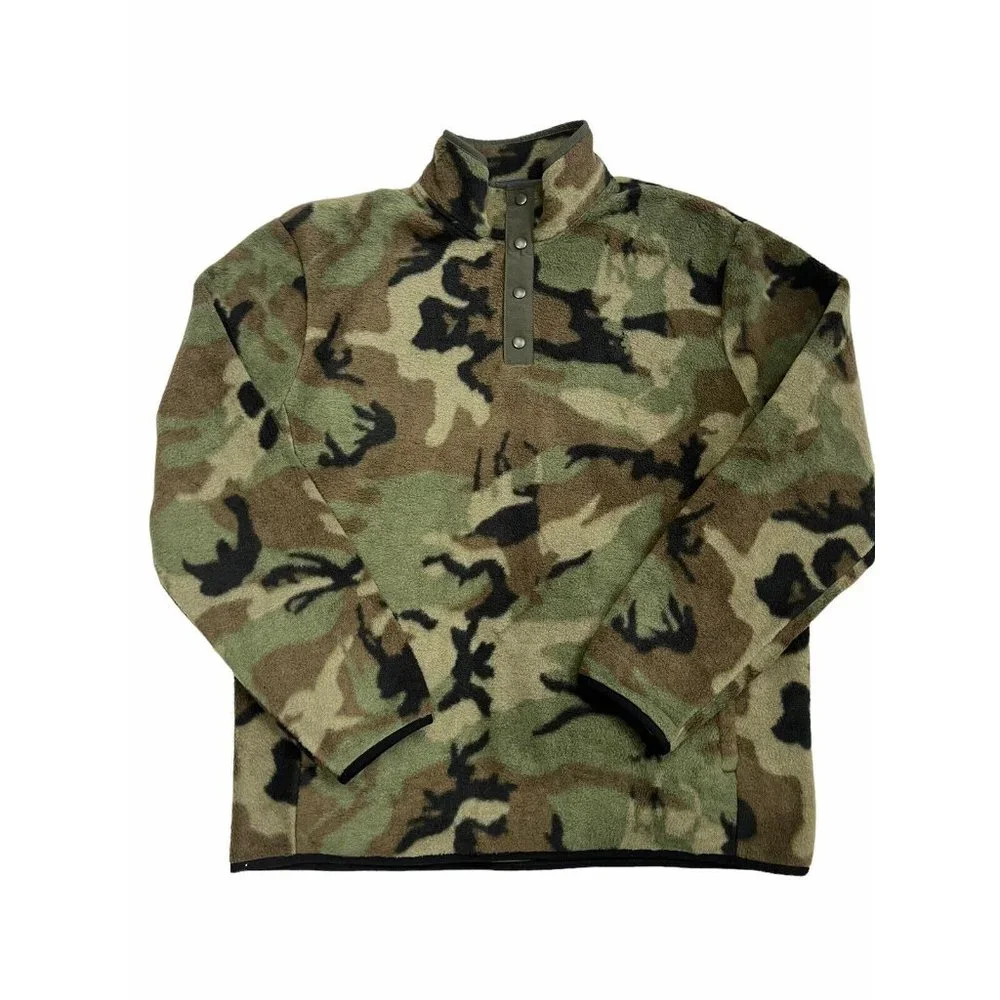 Polo Ralph Lauren Fleece Snap Pullover Green Camo NWT Large - Picture 1 of 8